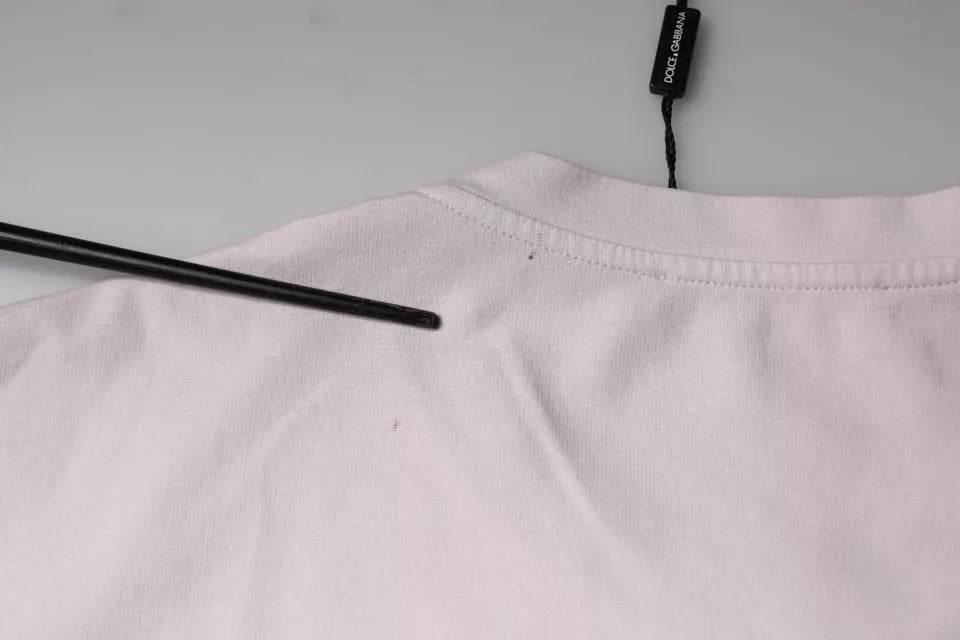 Dolce & Gabbana Beige Logo Cotton Blend Crew Neck T-shirt - Hilstor