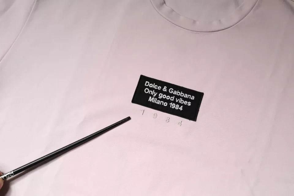 Dolce & Gabbana Beige Logo Cotton Blend Crew Neck T-shirt - Hilstor