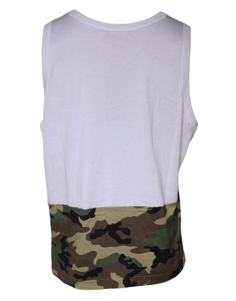 Dolce & Gabbana White Camouflage Tank Sleeveless T-shirt - Hilstor