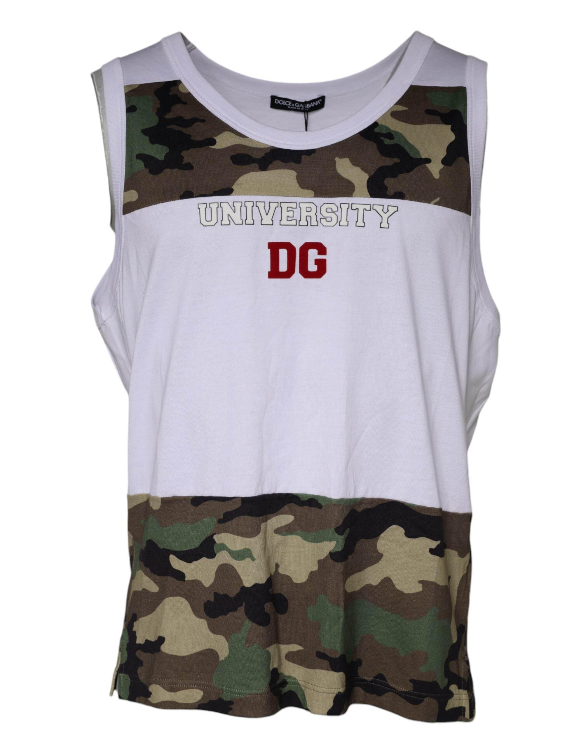 Dolce & Gabbana White Camouflage Tank Sleeveless T-shirt - Hilstor