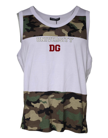Dolce & Gabbana White Camouflage Tank Sleeveless T-shirt - Hilstor