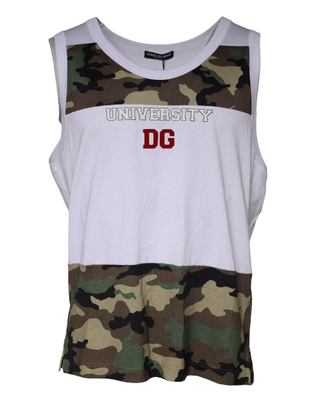 Dolce & Gabbana White Camouflage Tank Sleeveless T-shirt - Hilstor