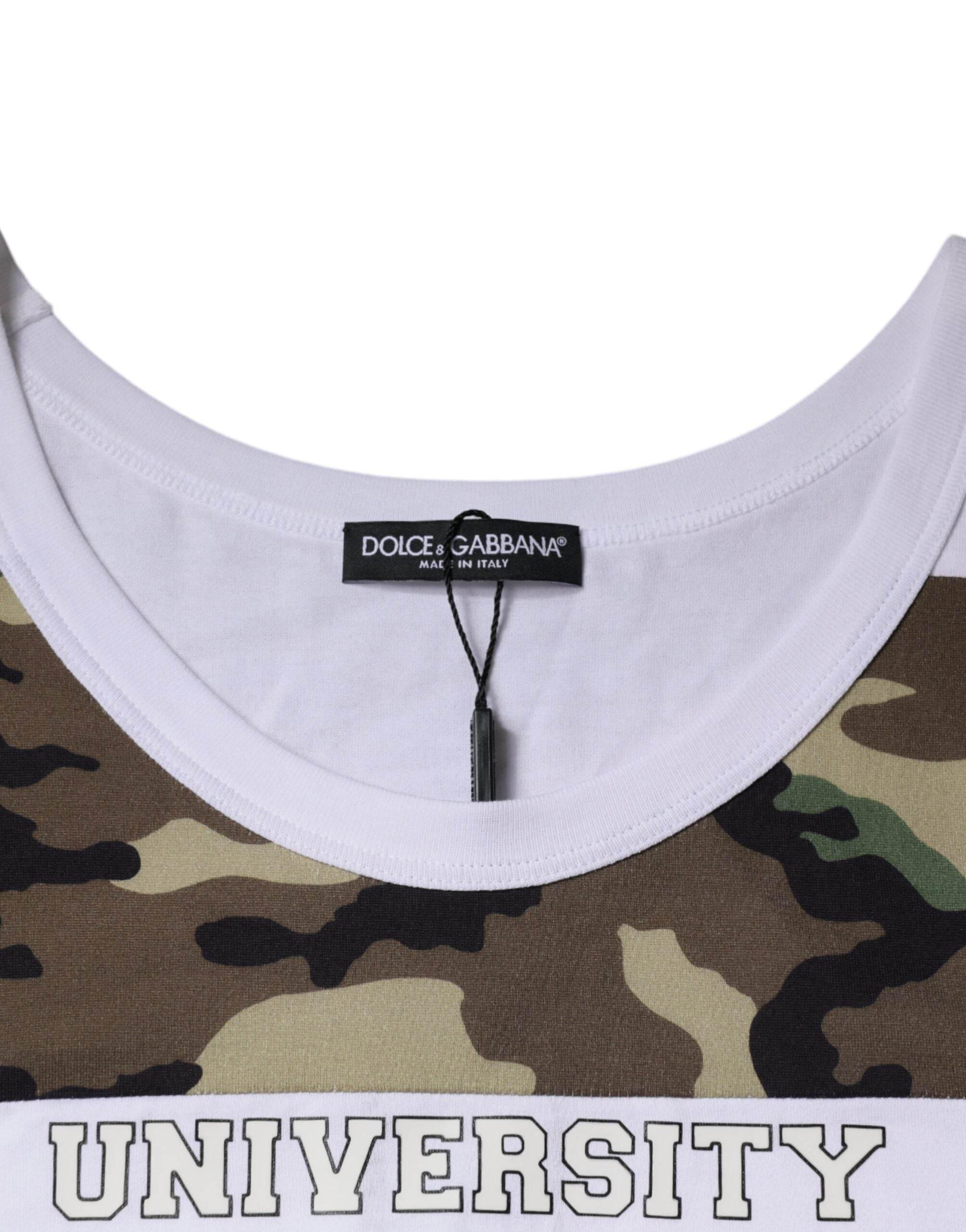 Dolce & Gabbana White Camouflage Tank Sleeveless T-shirt - Hilstor