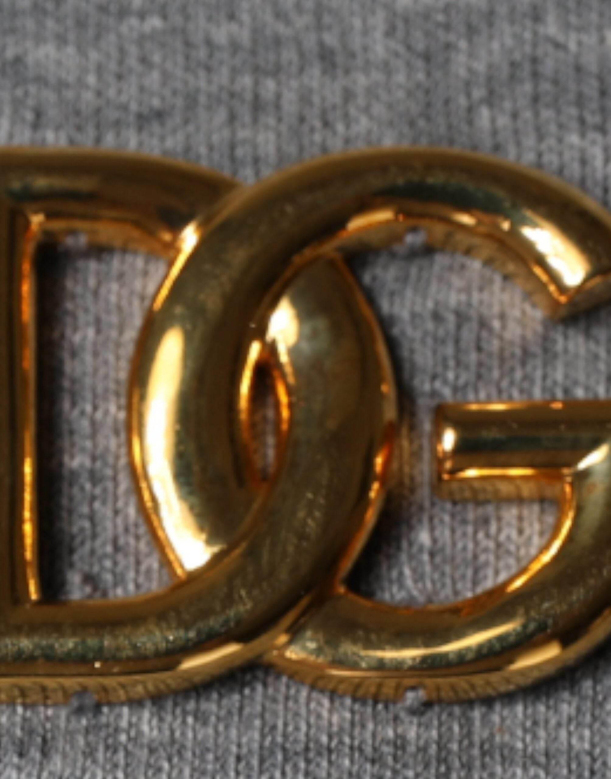 Dolce & Gabbana Gray Cotton Blend Embellished Tee T-shirt - Hilstor