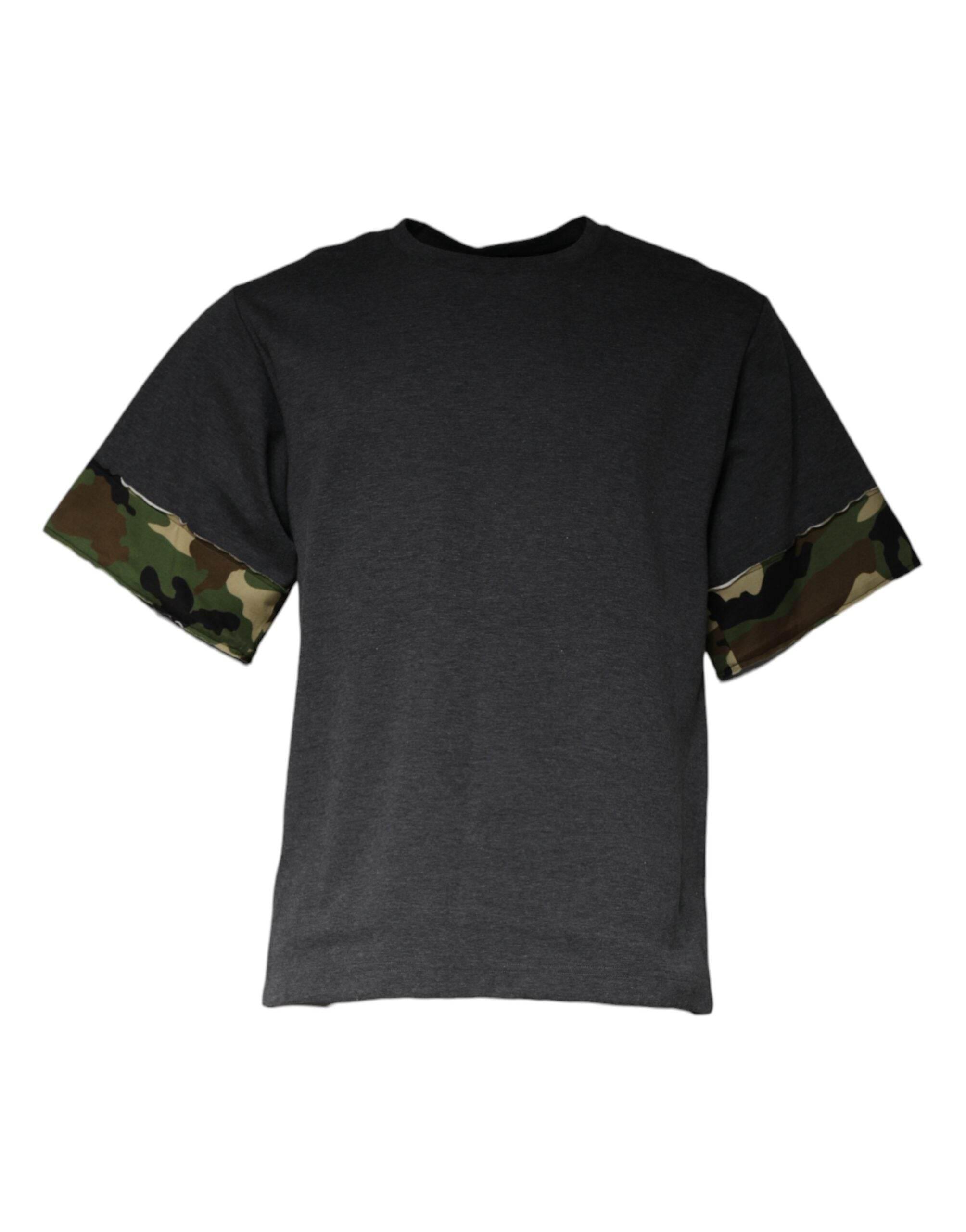 Dolce & Gabbana Dark Gray Camouflage Crew Neck T-shirt - Hilstor