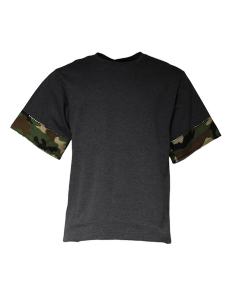 Dolce & Gabbana Dark Gray Camouflage Crew Neck T-shirt - Hilstor