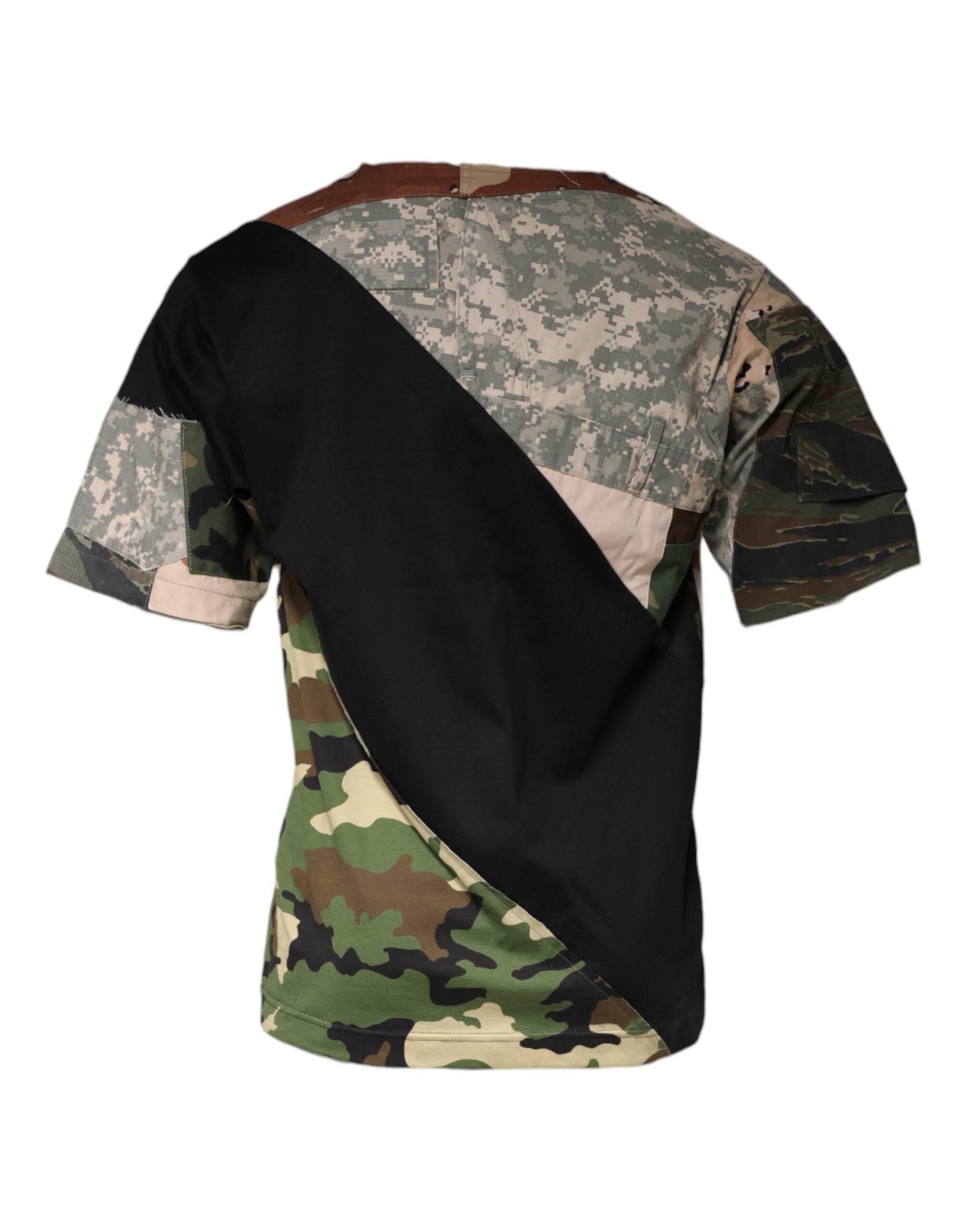 Dolce & Gabbana Multicolor Camouflage Cotton Round Neck T-shirt - Hilstor