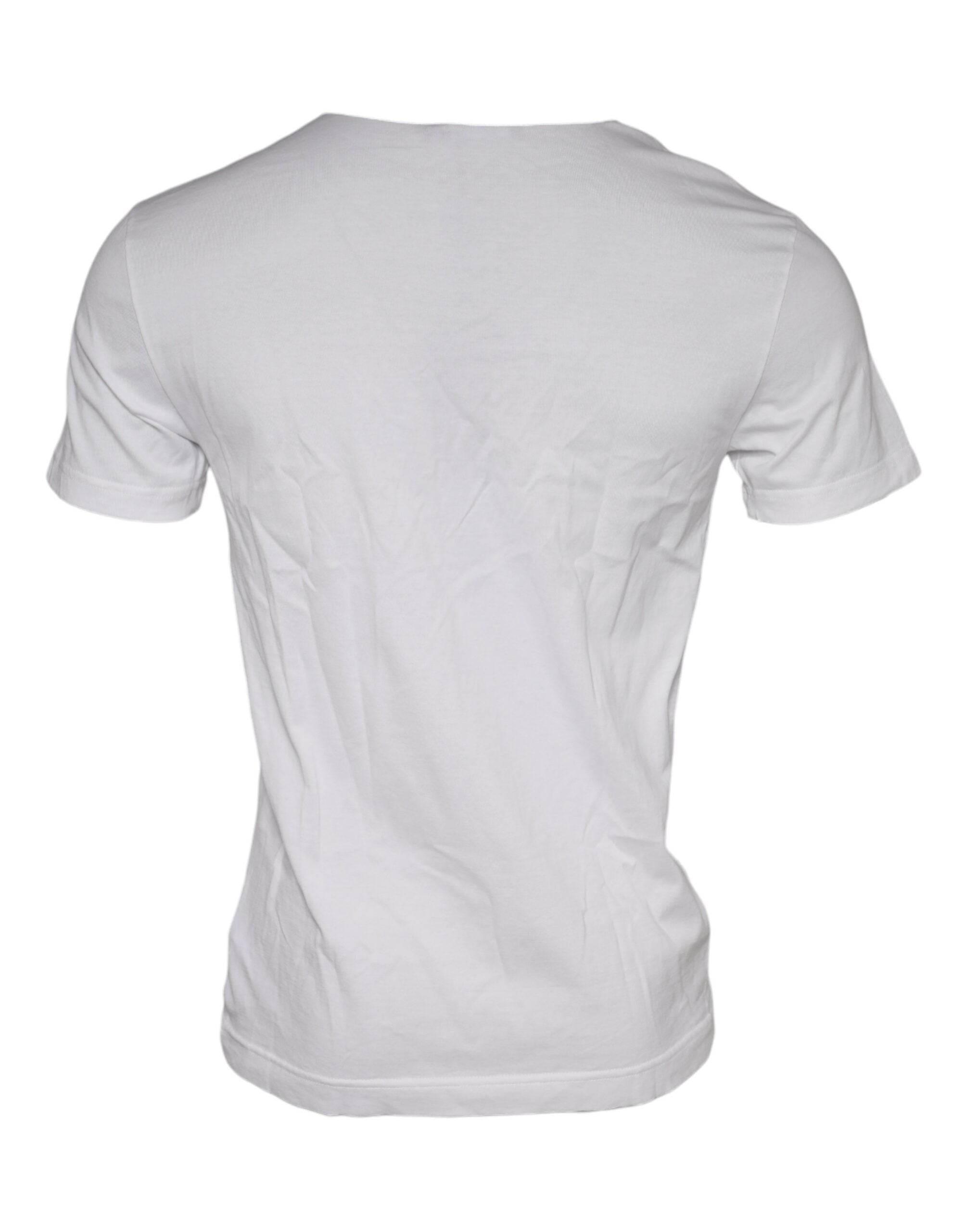 Dolce & Gabbana White Graphic Print Cotton Crew Neck T-shirt - Hilstor
