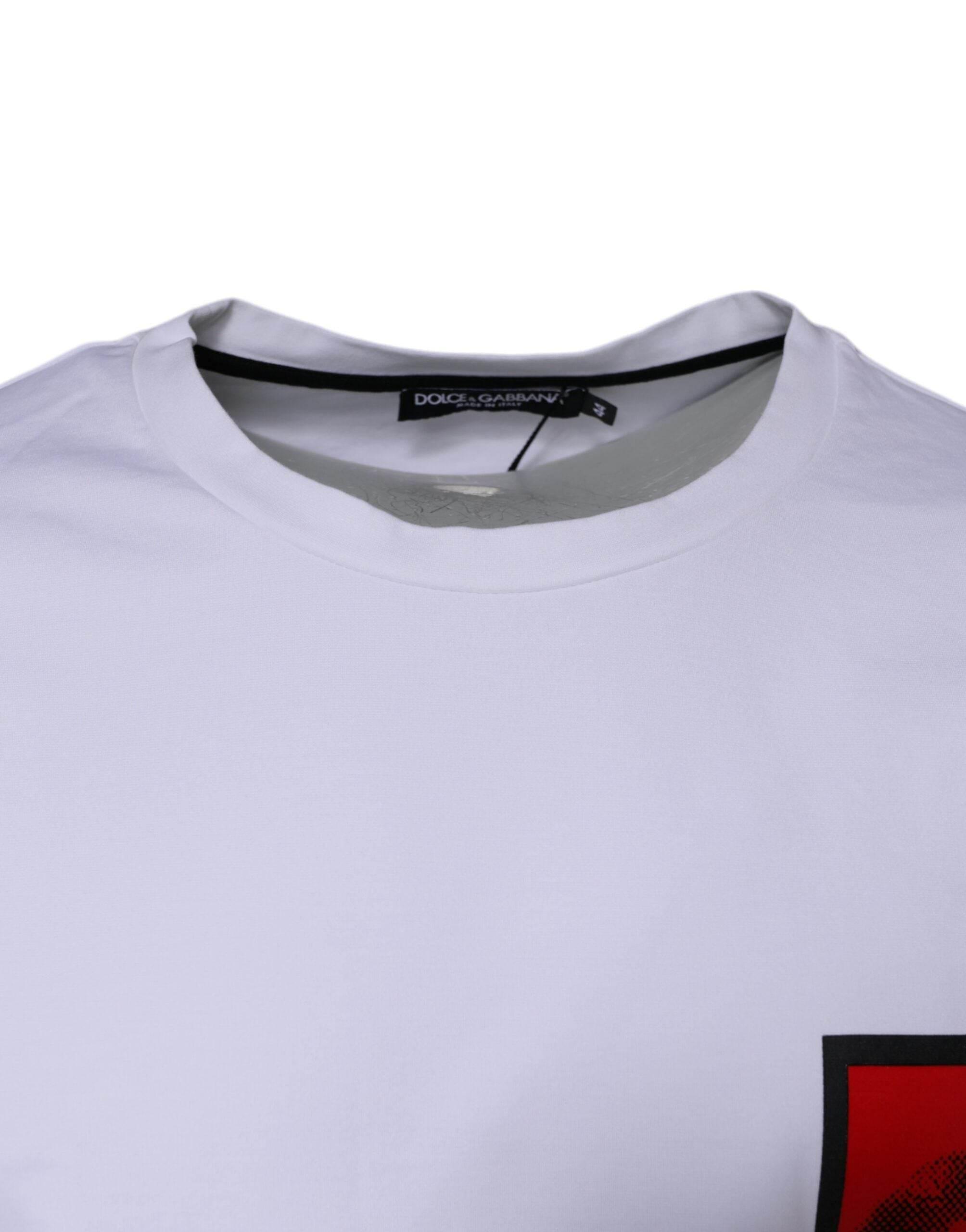 Dolce & Gabbana White Red Lips Print Cotton T-shirt - Hilstor