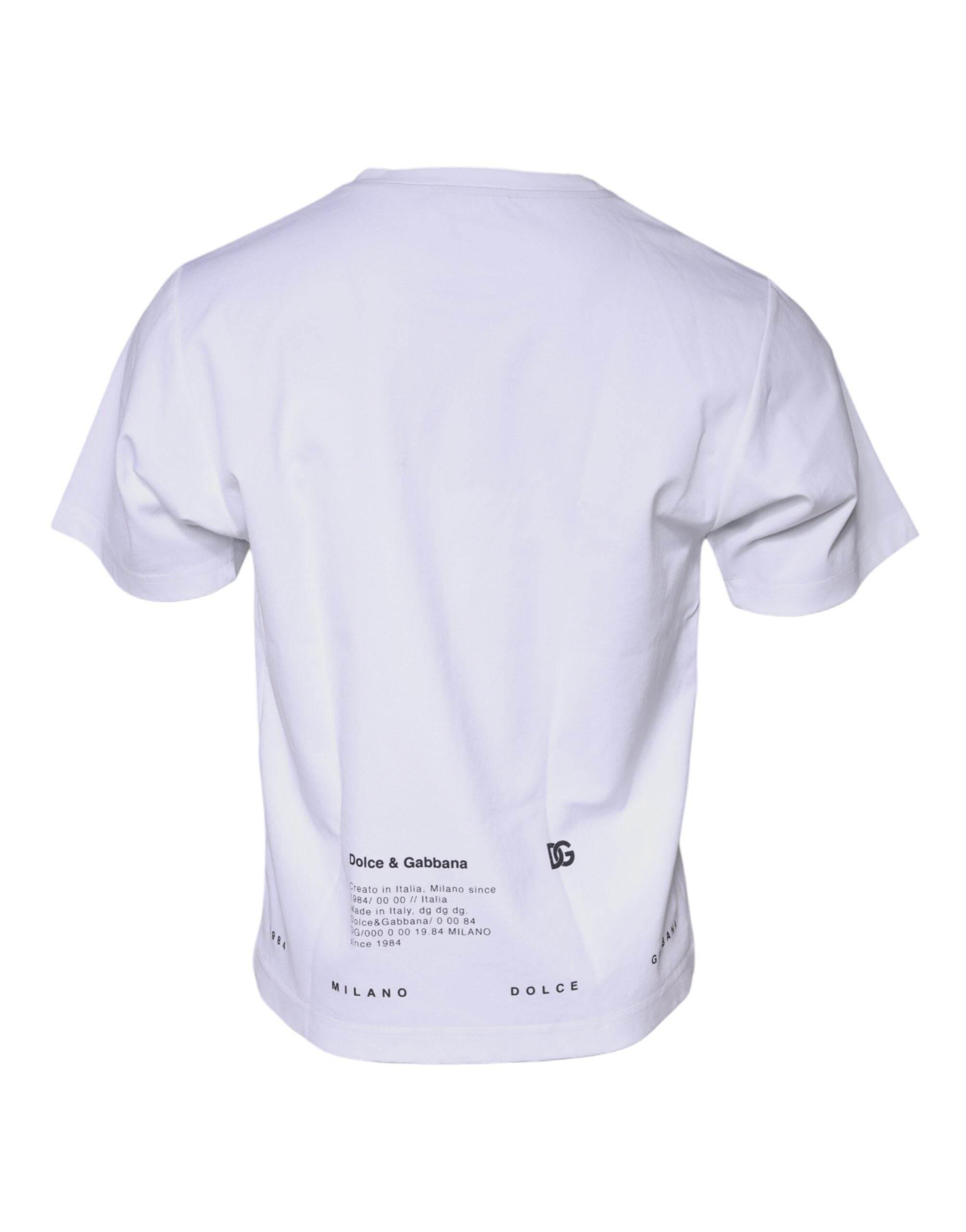 Dolce & Gabbana White Red Lips Print Cotton T-shirt - Hilstor