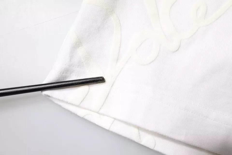 Dolce & Gabbana White Logo Print Cotton Crew Neck T-shirt - Hilstor