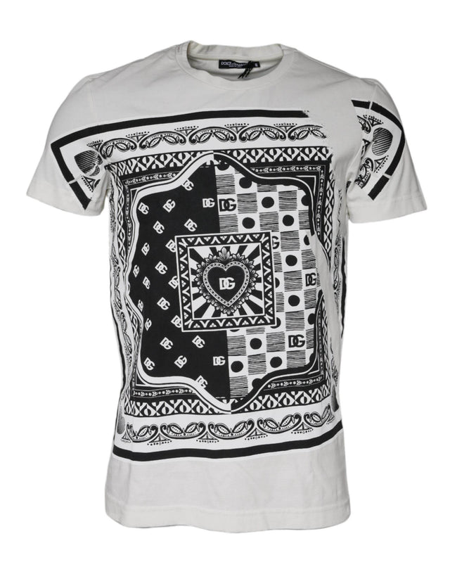 Dolce & Gabbana White Bandana Print Cotton Short Sleeves T-shirt - Hilstor
