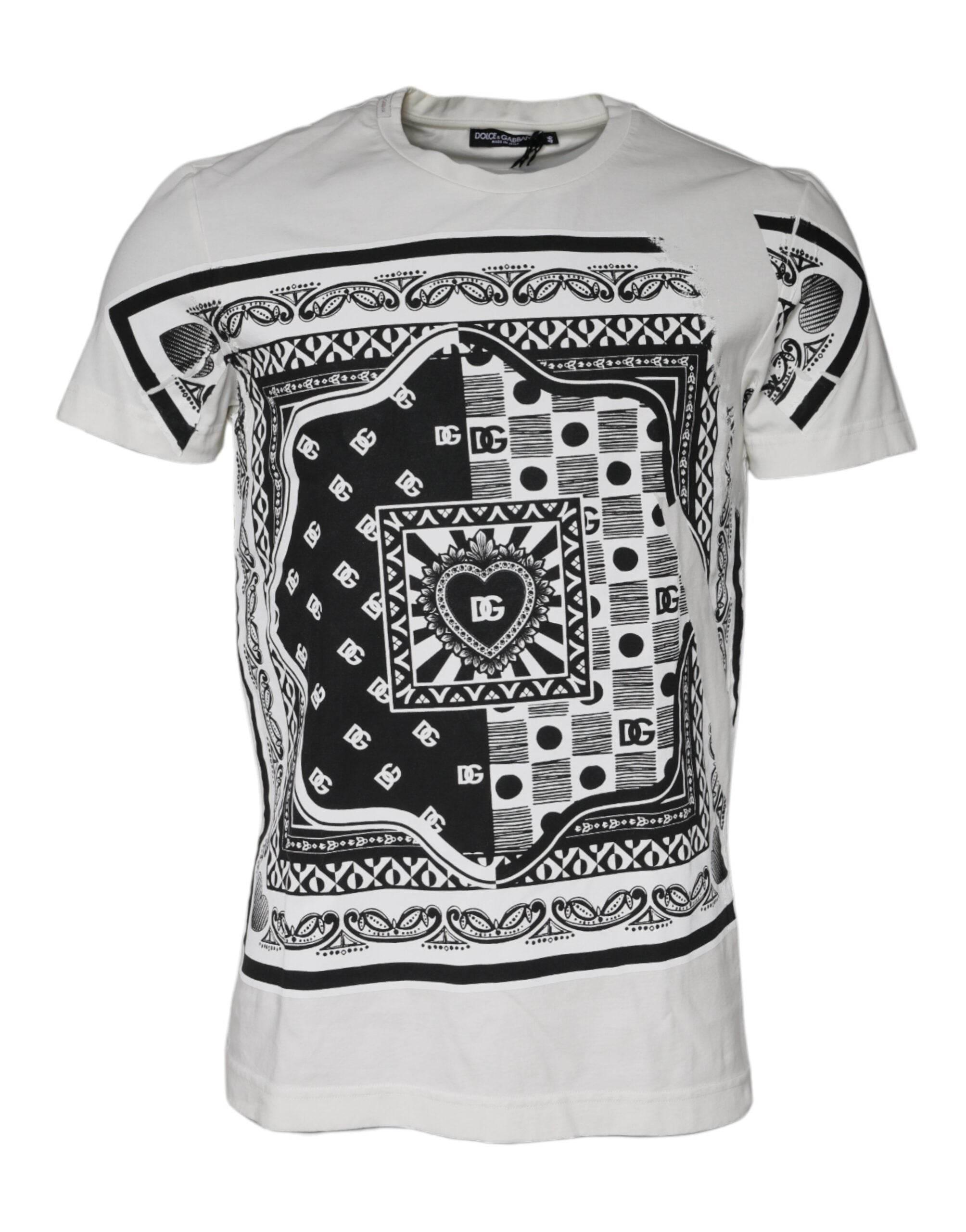 Dolce & Gabbana White Bandana Print Cotton Short Sleeves T-shirt - Hilstor