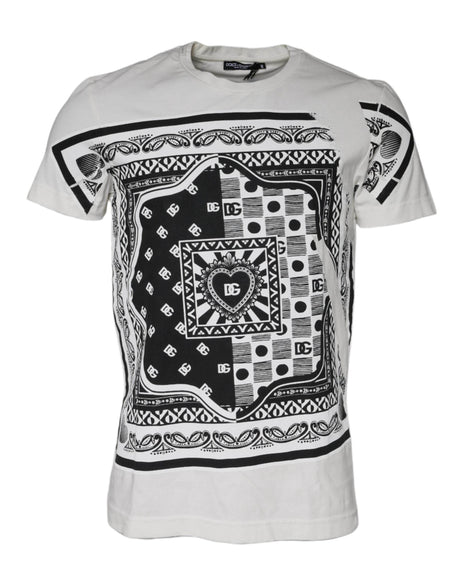 Dolce & Gabbana White Bandana Print Cotton Short Sleeves T-shirt - Hilstor