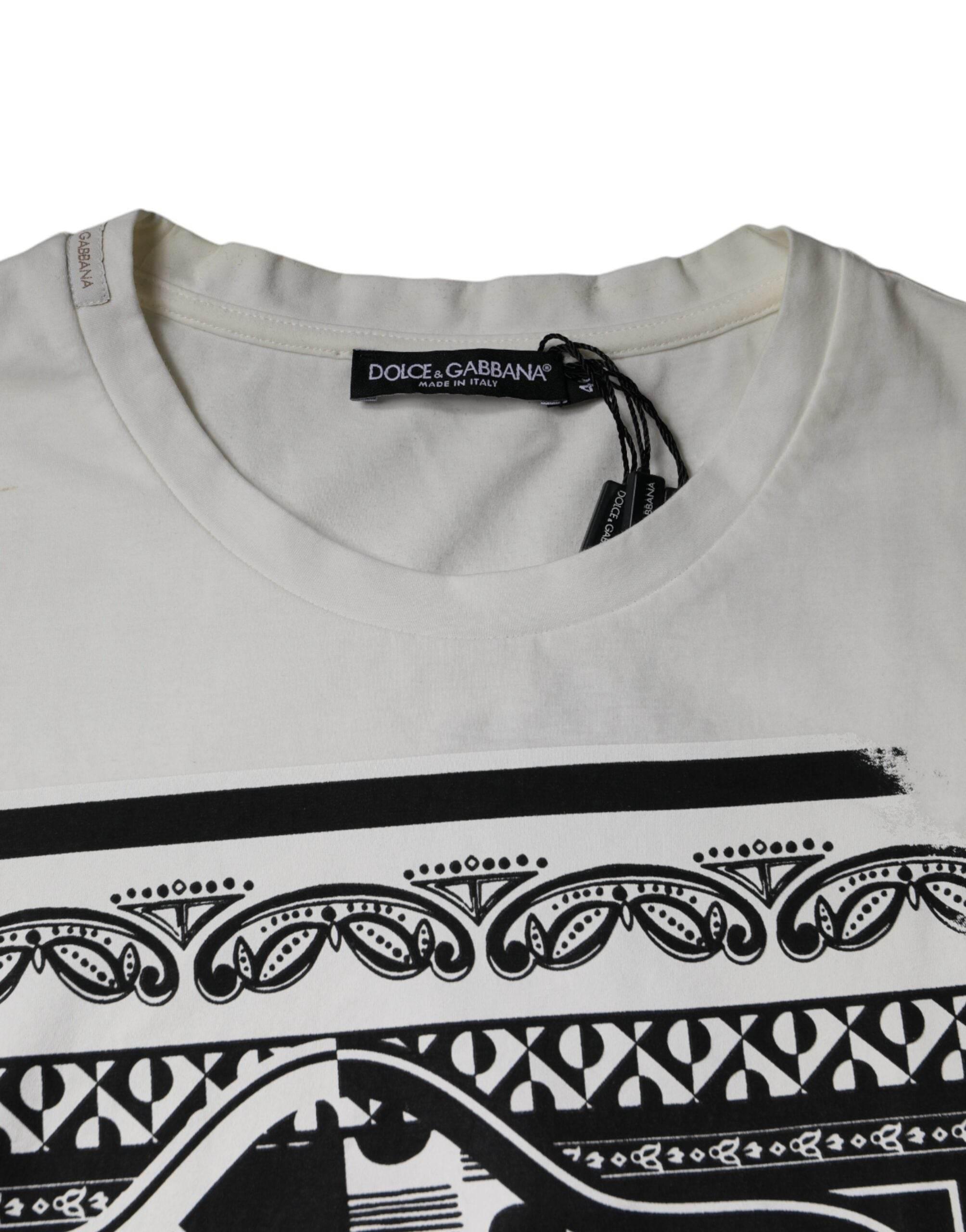 Dolce & Gabbana White Bandana Print Cotton Short Sleeves T-shirt - Hilstor