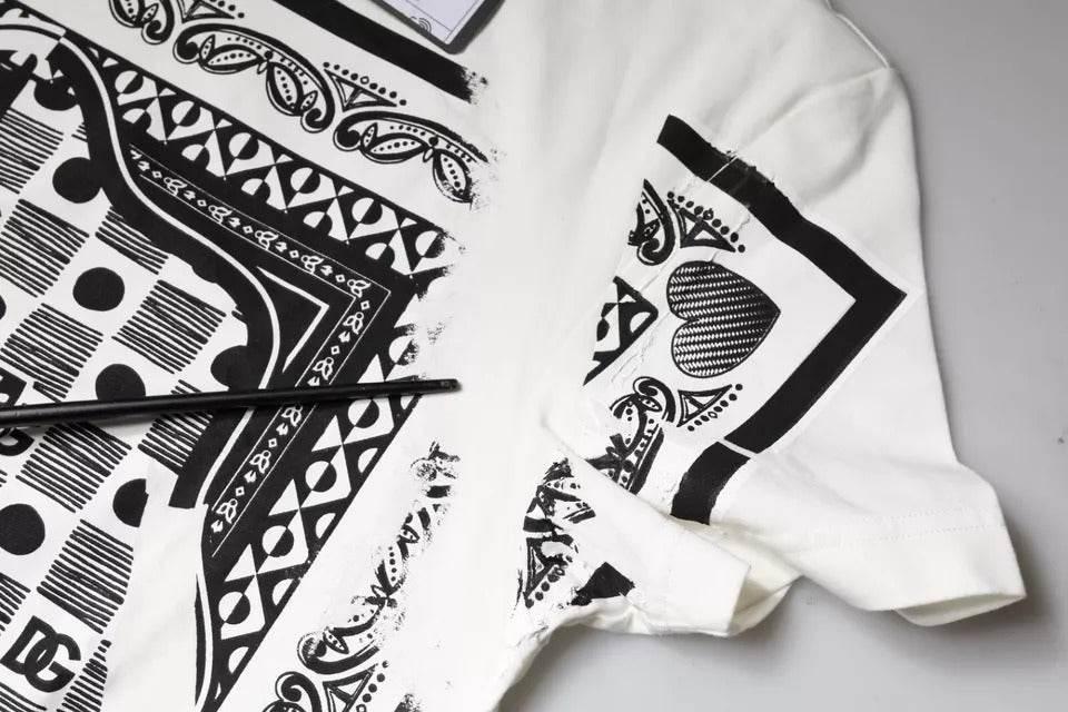 Dolce & Gabbana White Bandana Print Cotton Short Sleeves T-shirt - Hilstor
