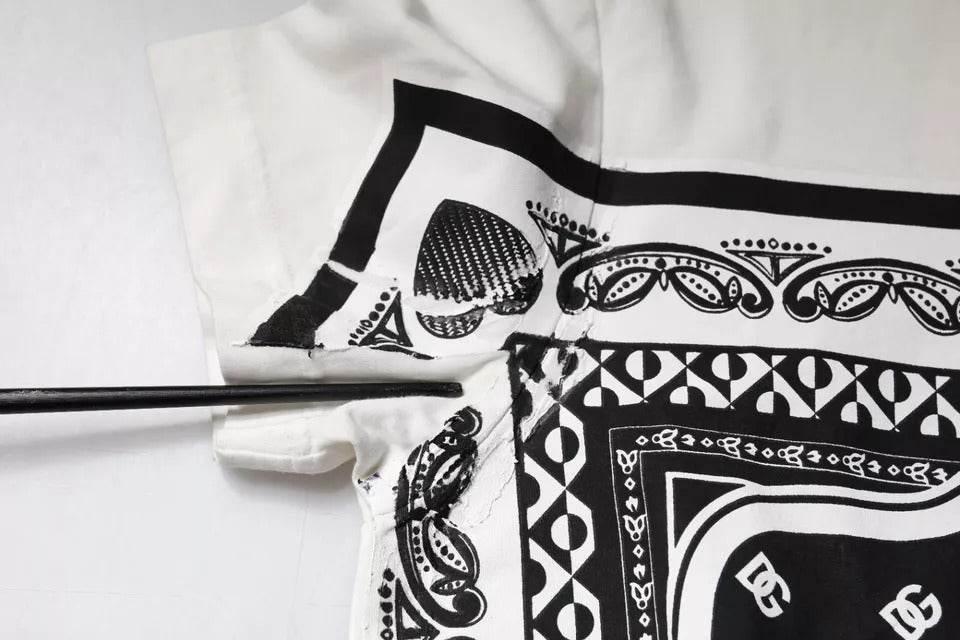 Dolce & Gabbana White Bandana Print Cotton Short Sleeves T-shirt - Hilstor
