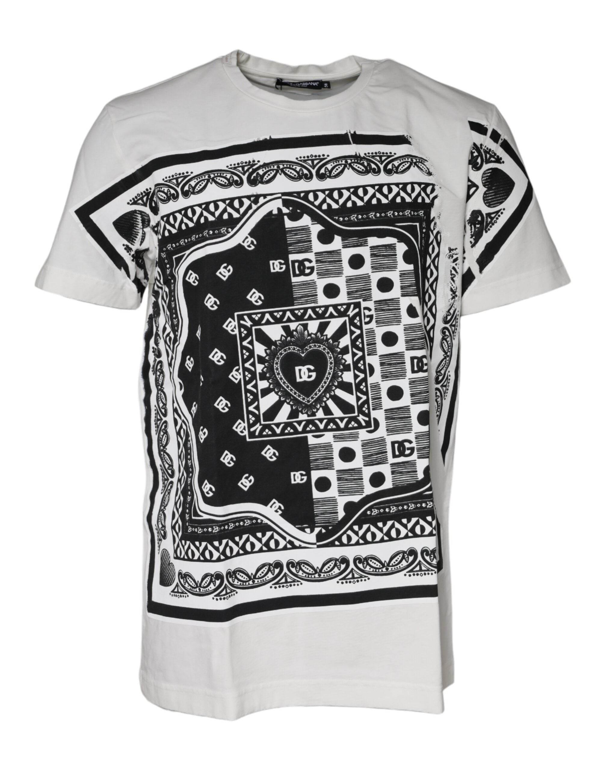 Dolce & Gabbana White Bandana Print Cotton Short Sleeves T-shirt - Hilstor