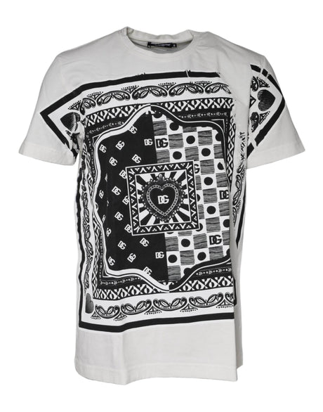 Dolce & Gabbana White Bandana Print Cotton Short Sleeves T-shirt - Hilstor