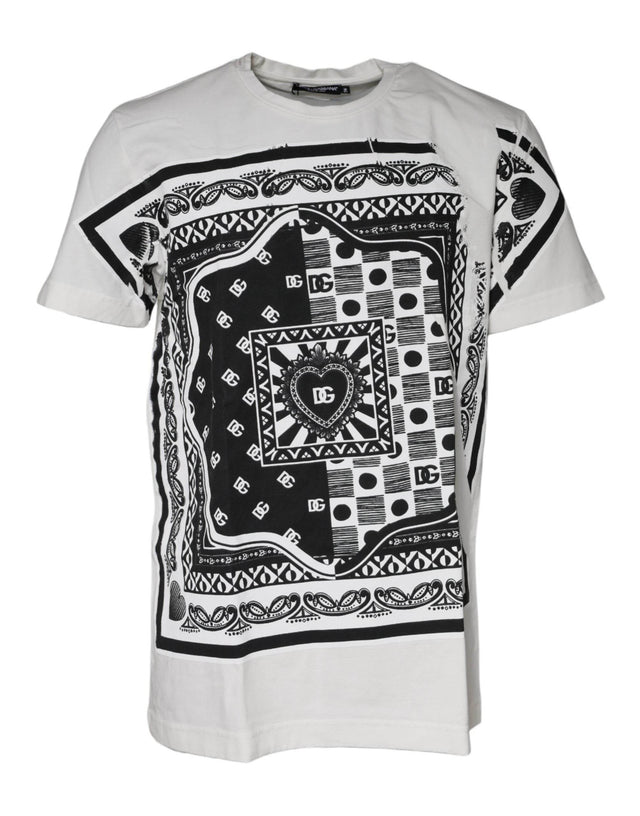 Dolce & Gabbana White Bandana Print Cotton Short Sleeves T-shirt - Hilstor