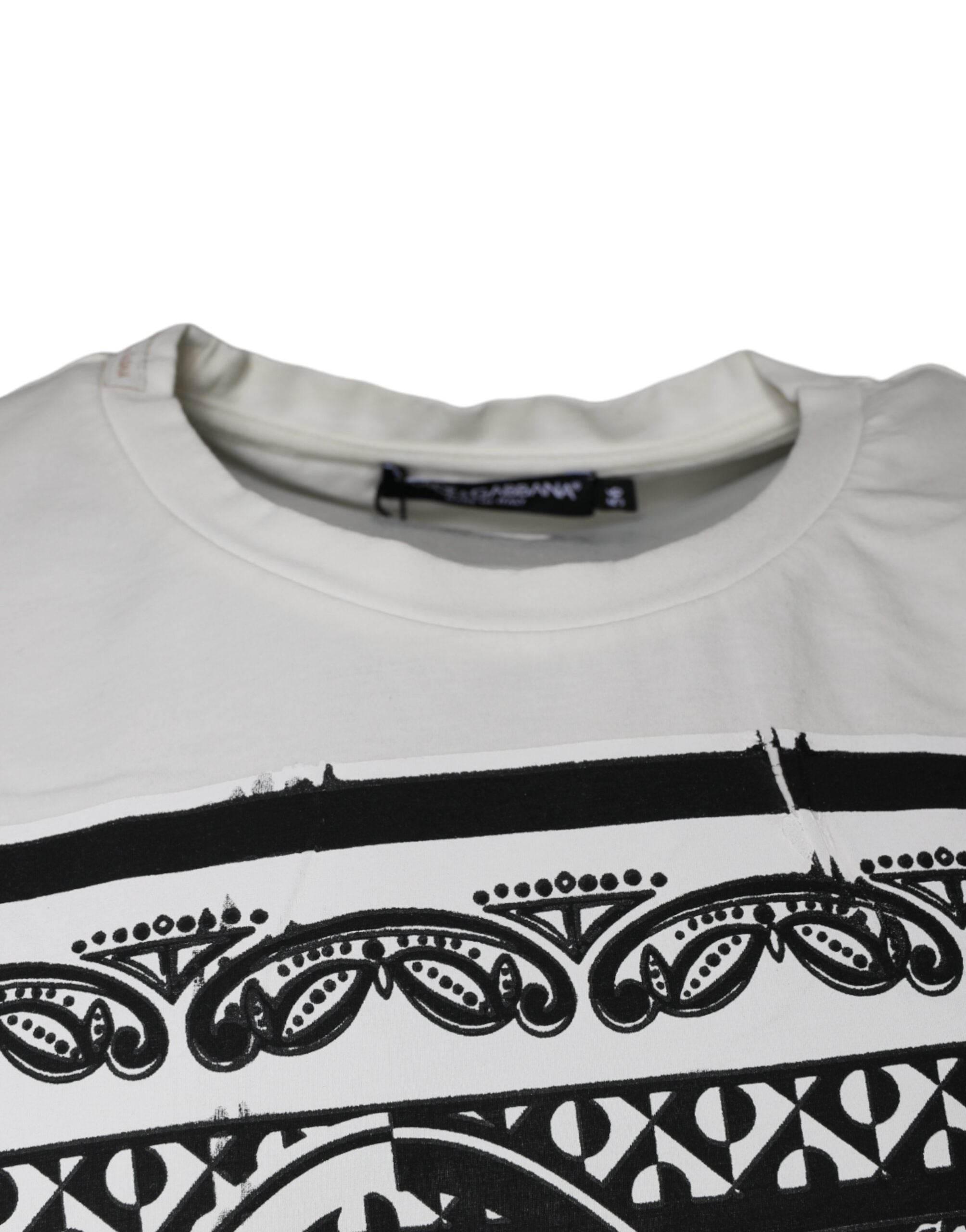 Dolce & Gabbana White Bandana Print Cotton Short Sleeves T-shirt - Hilstor