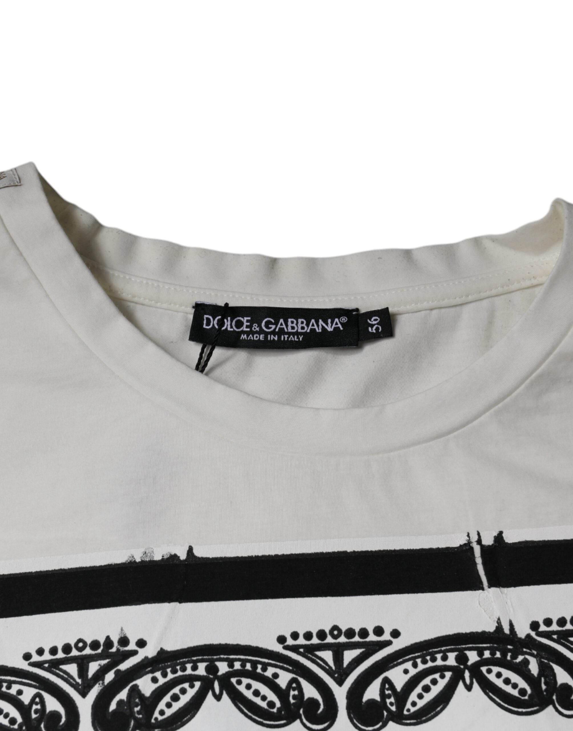 Dolce & Gabbana White Bandana Print Cotton Short Sleeves T-shirt - Hilstor