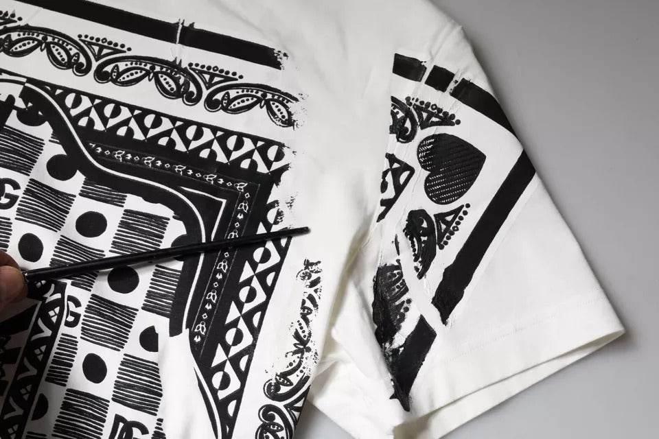 Dolce & Gabbana White Bandana Print Cotton Short Sleeves T-shirt - Hilstor