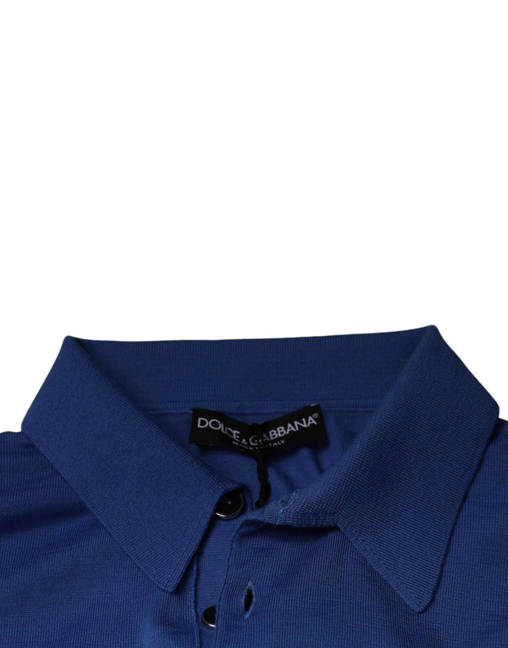 Dolce & Gabbana Blue Cashmere Short Sleeves Men Polo T-shirt - Hilstor