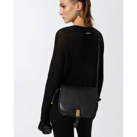 PINKO Black Leather Women Crossbody Bag - Hilstor