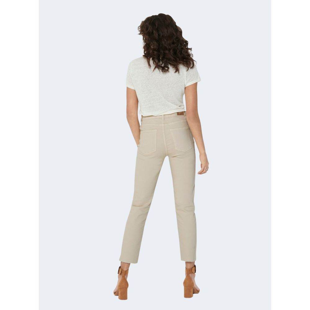 Only Beige Cotton Jeans & Pant - Hilstor