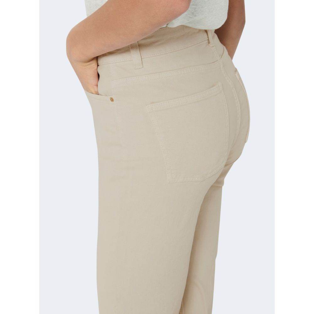 Only Beige Cotton Jeans & Pant - Hilstor