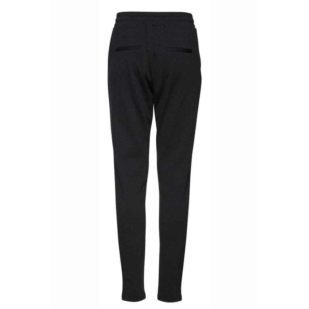 ICHI Black Polyester Pant - Hilstor