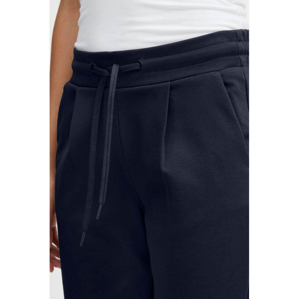 ICHI Blue Polyester Pant - Hilstor