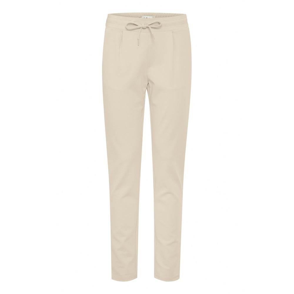 ICHI Beige Polyester Pant - Hilstor