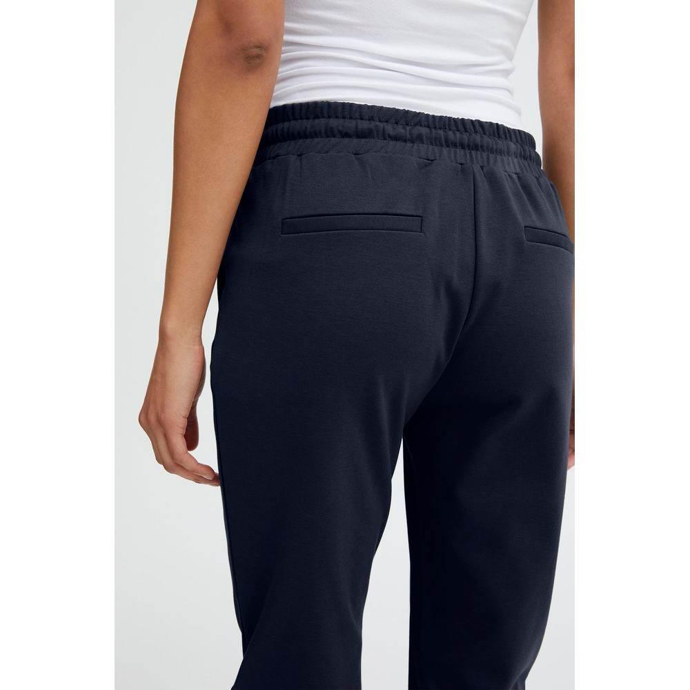 ICHI Blue Polyester Pant - Hilstor