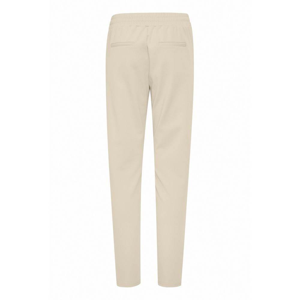 ICHI Beige Polyester Pant - Hilstor