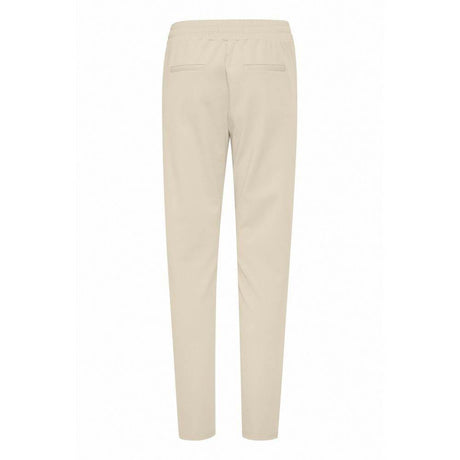 ICHI Beige Polyester Pant - Hilstor