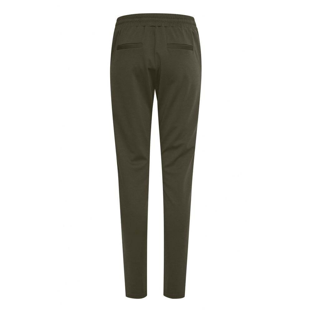 ICHI Green Polyester Pant - Hilstor