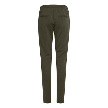 ICHI Green Polyester Pant - Hilstor
