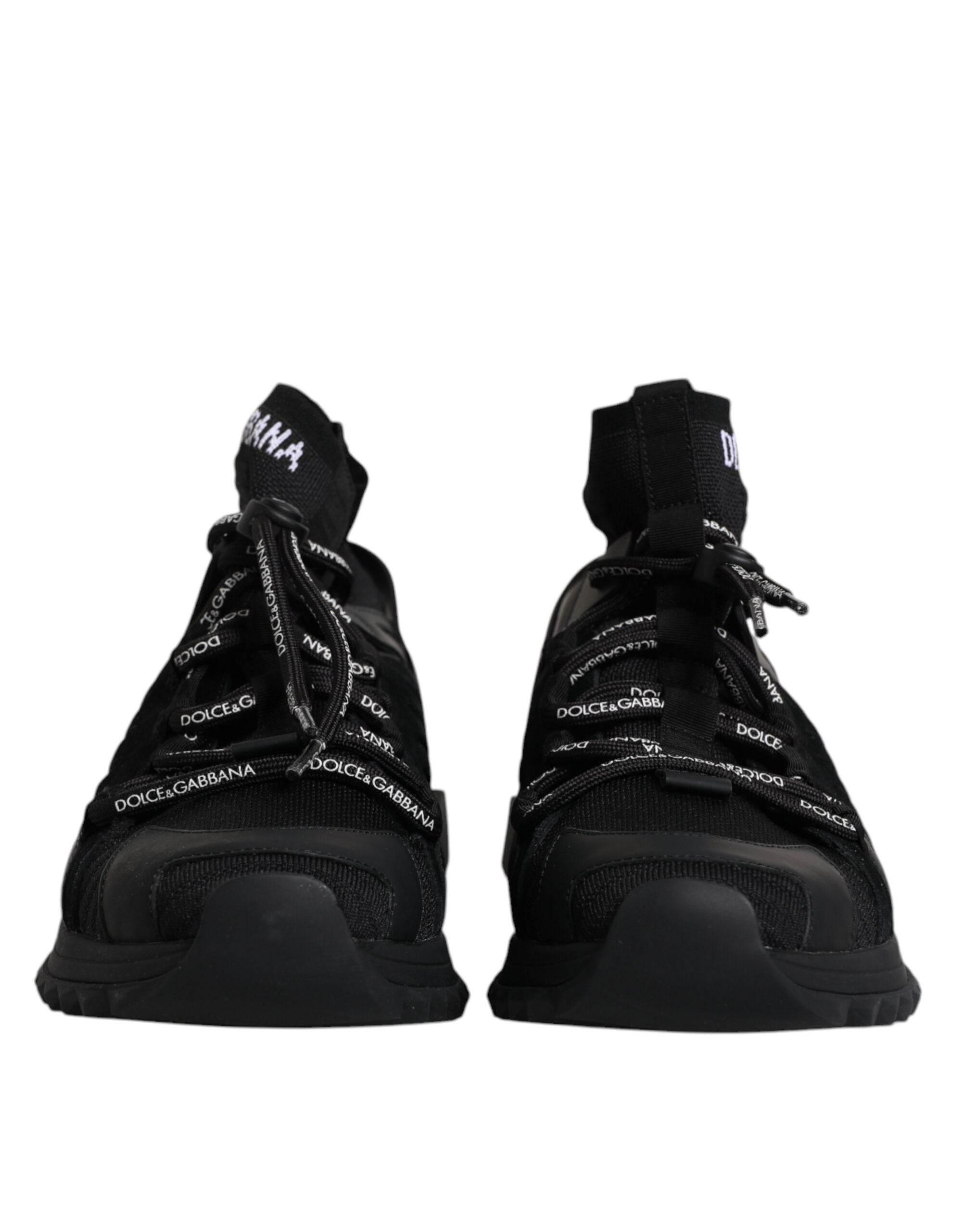 Dolce & Gabbana Black Sorrento Logo Men Sneakers Socks Shoes - Hilstor