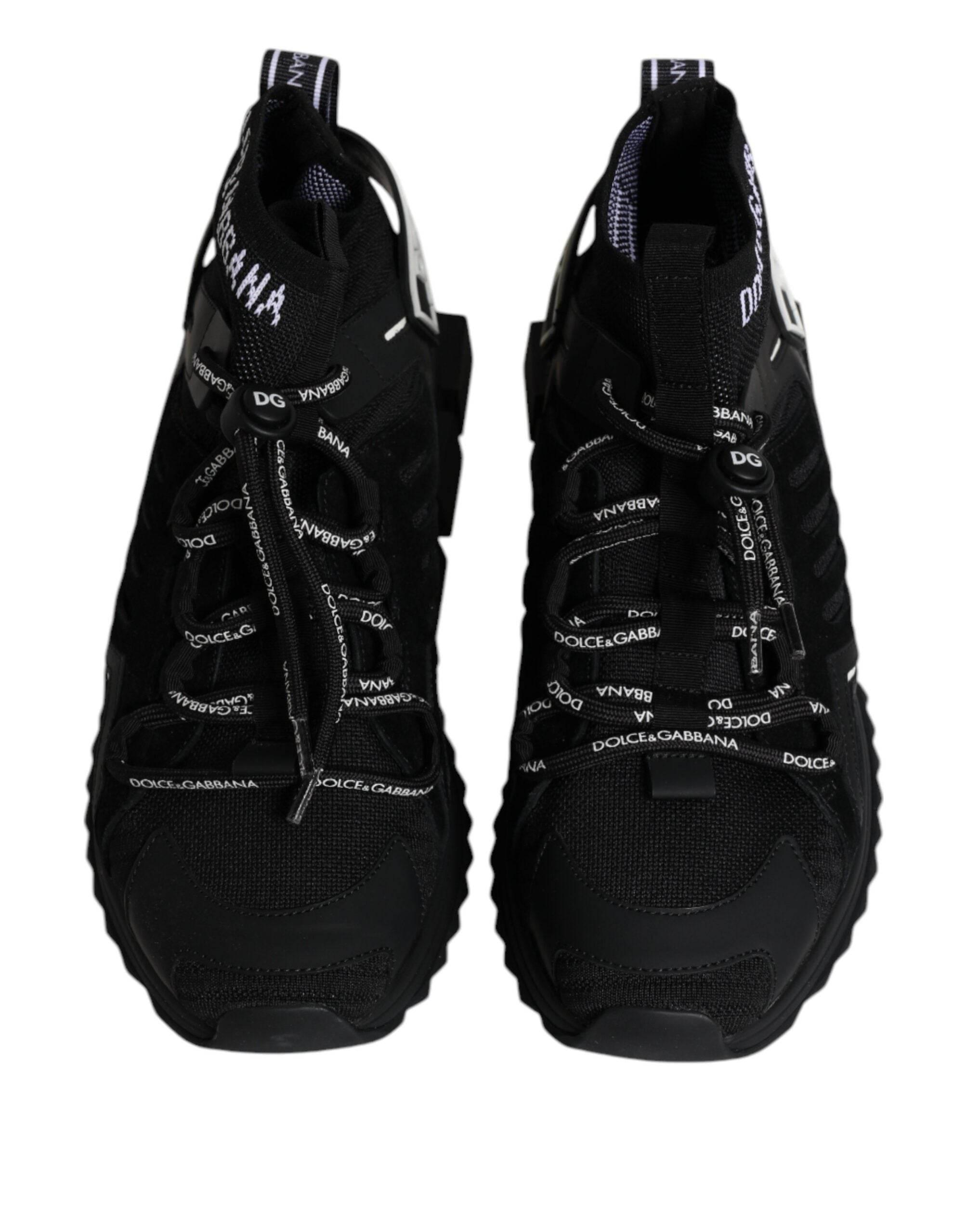 Dolce & Gabbana Black Sorrento Logo Men Sneakers Socks Shoes - Hilstor