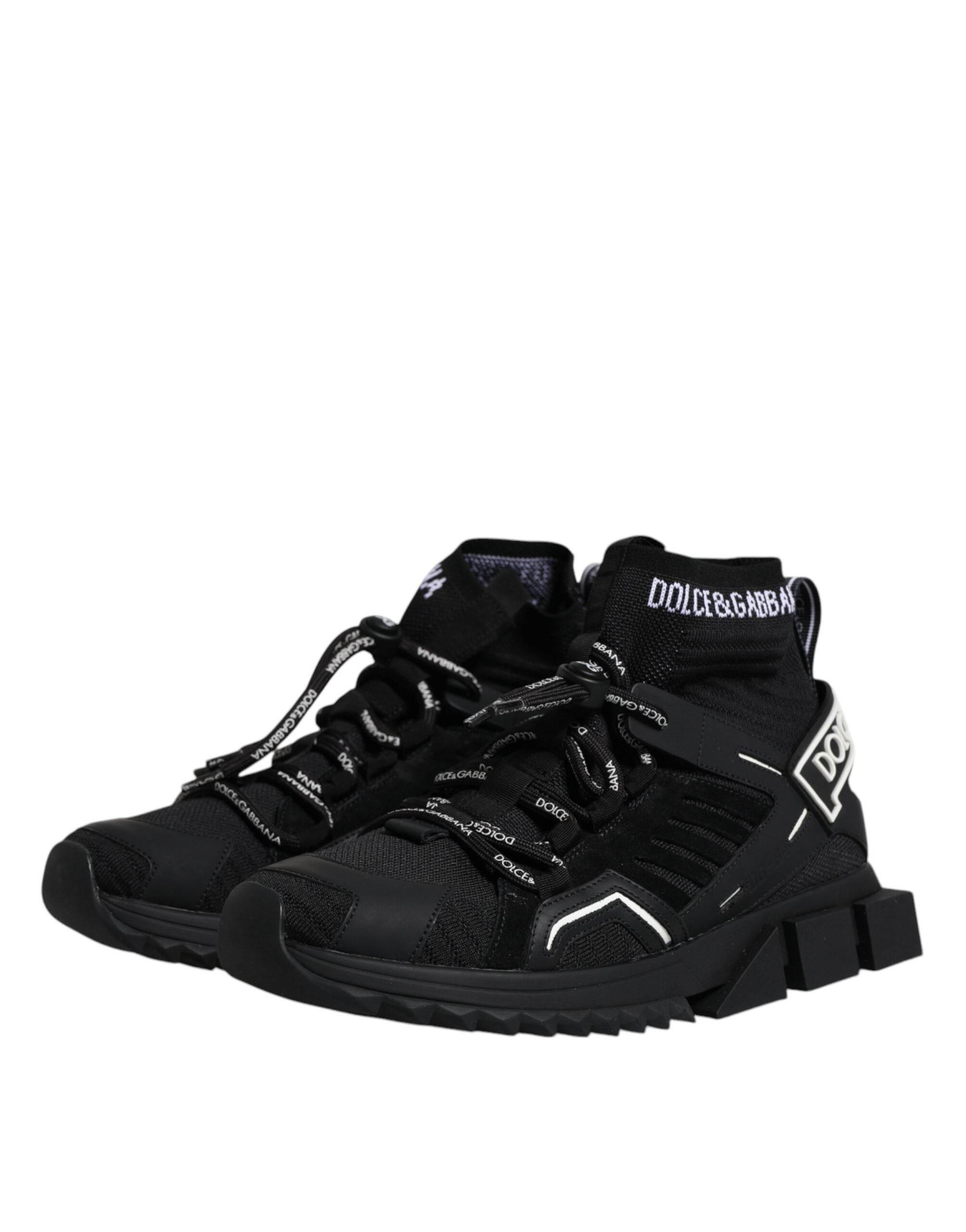Dolce & Gabbana Black Sorrento Logo Men Sneakers Socks Shoes - Hilstor
