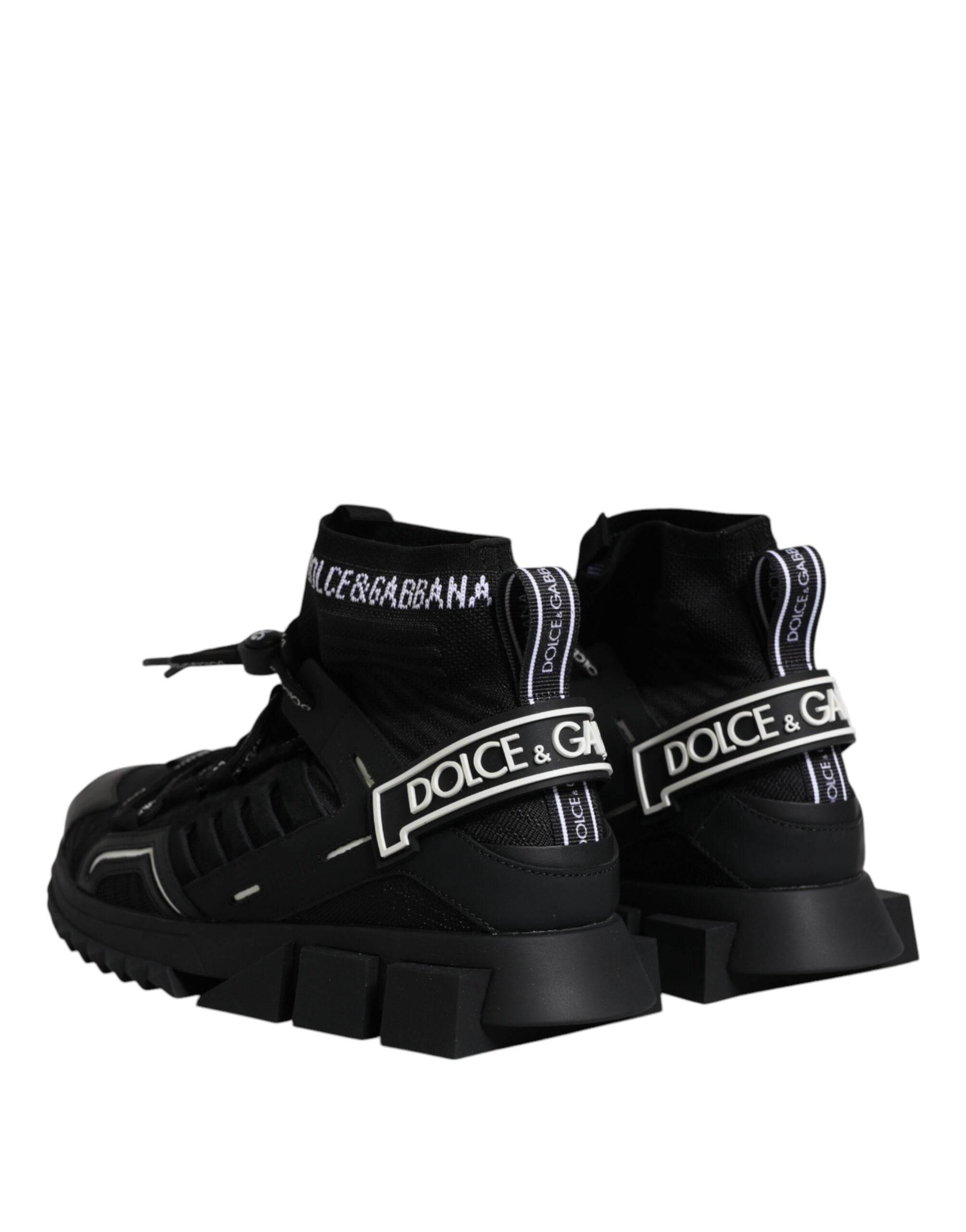 Dolce & Gabbana Black Sorrento Logo Men Sneakers Socks Shoes - Hilstor