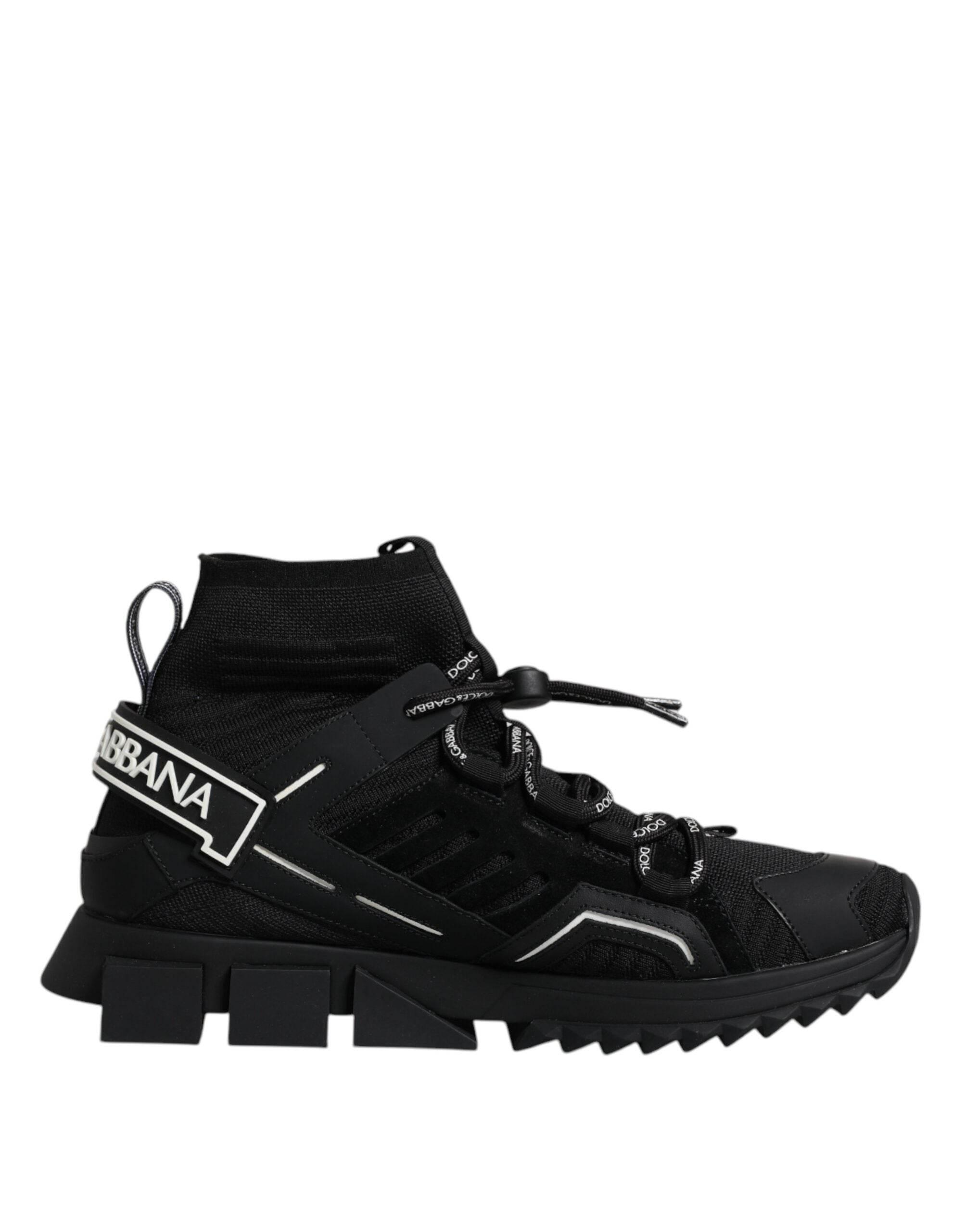 Dolce & Gabbana Black Sorrento Logo Men Sneakers Socks Shoes - Hilstor