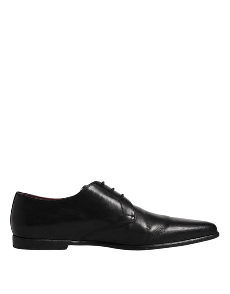 Dolce & Gabbana Black Leather Lace Up Men Derby Formal Shoes - Hilstor