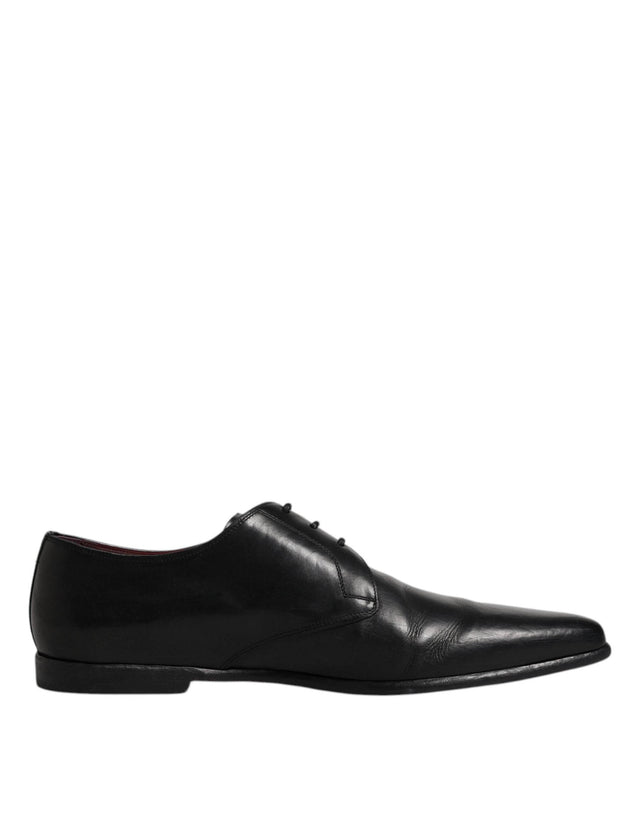Dolce & Gabbana Black Leather Lace Up Men Derby Formal Shoes - Hilstor