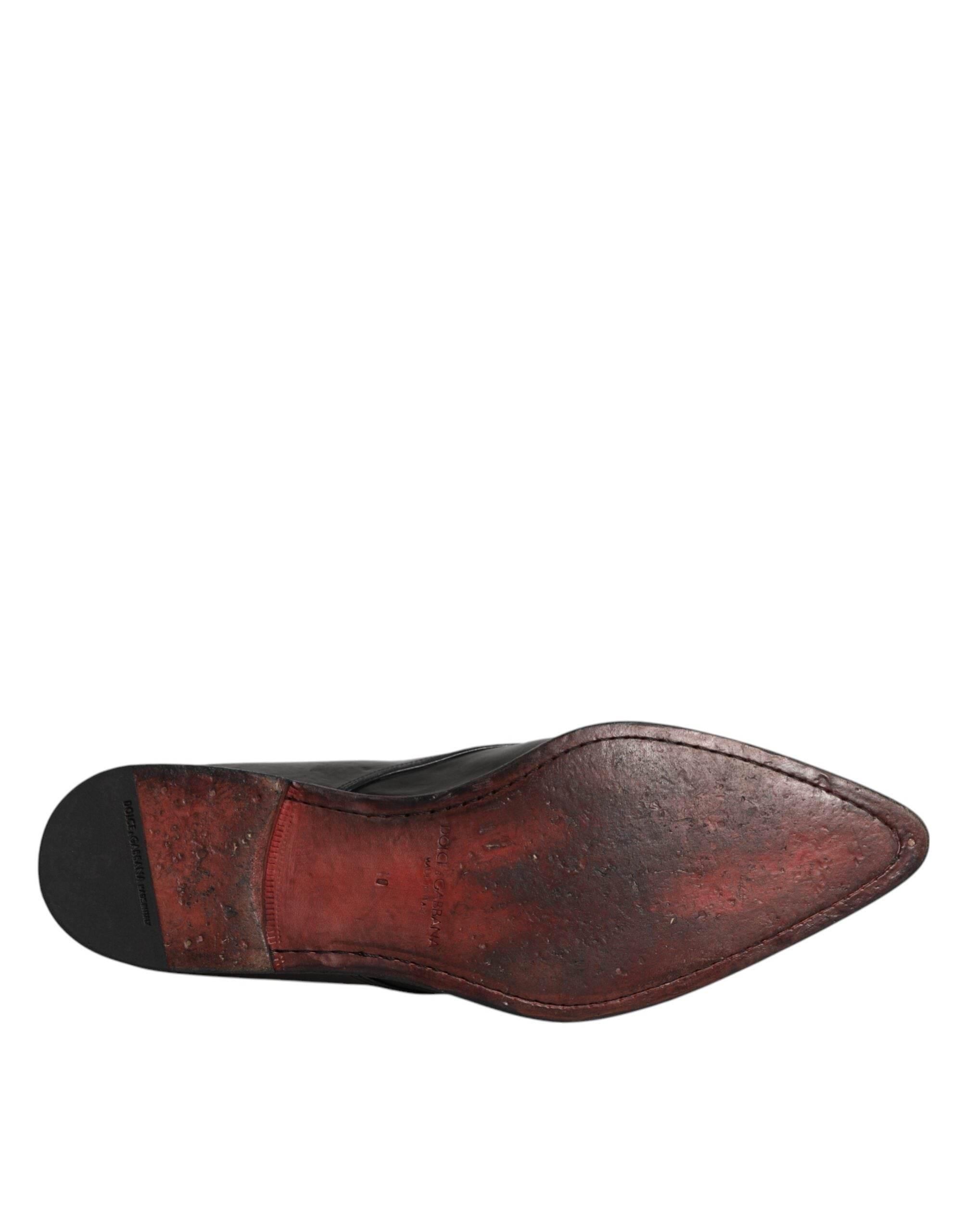 Dolce & Gabbana Black Leather Lace Up Men Derby Formal Shoes - Hilstor