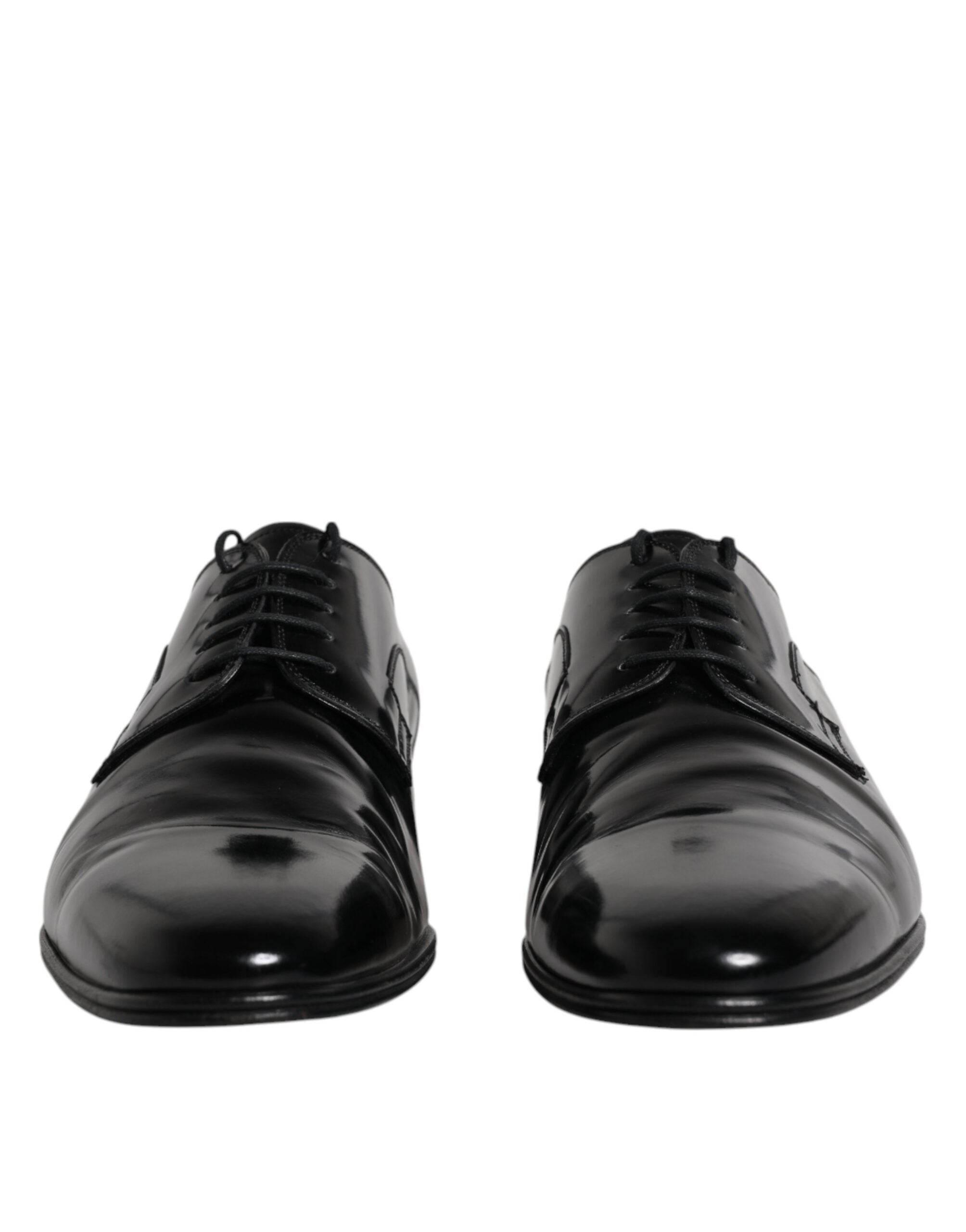 Dolce & Gabbana Black Leather Lace Up Derby Formal Shoes - Hilstor