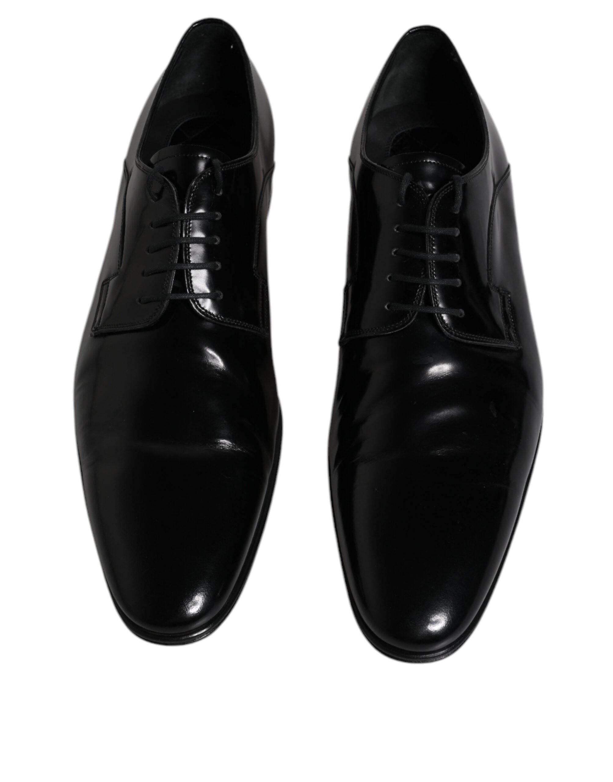 Dolce & Gabbana Black Leather Lace Up Derby Formal Shoes - Hilstor