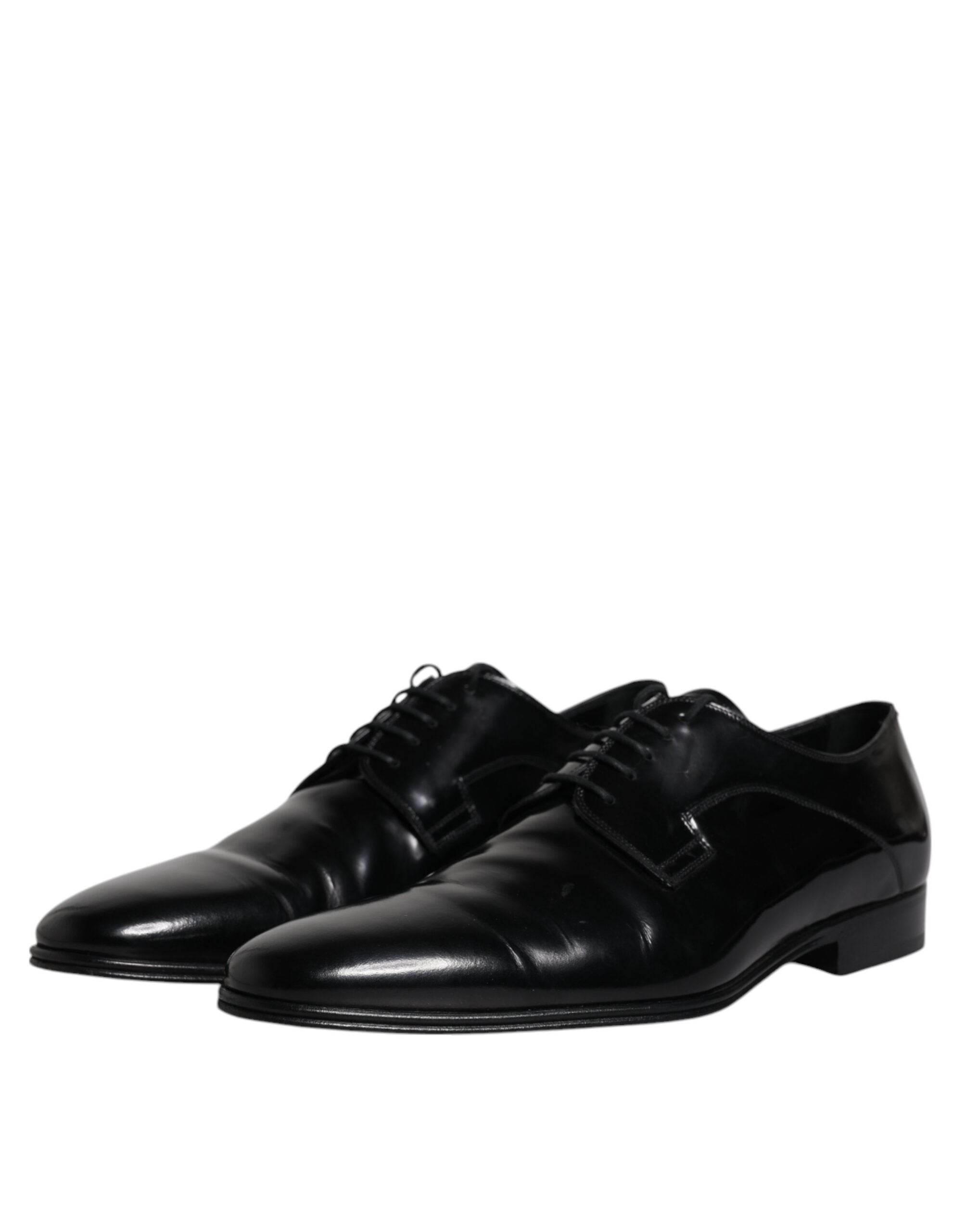 Dolce & Gabbana Black Leather Lace Up Derby Formal Shoes - Hilstor